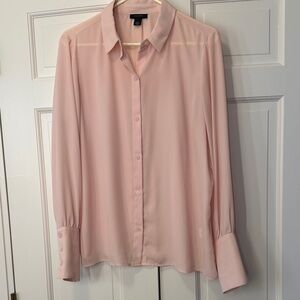 Sheer Soft Pink Button-Up Blouse